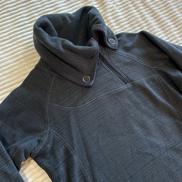 Avalanche Fleece Gray Purple Asymmetrical Funnel Neck Button Sweatshirt Small - Picture 4 of 14